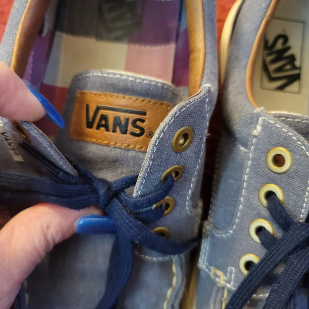 Vans Men’s Size 8 Blue Canvas Boat Shoe Sneakers V2906CV EU 41 Excellent